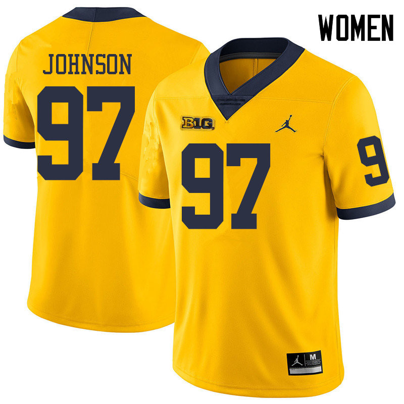 Jordan Brand Women #97 Ron Johnson Michigan Wolverines College Football Jerseys Sale-Yellow